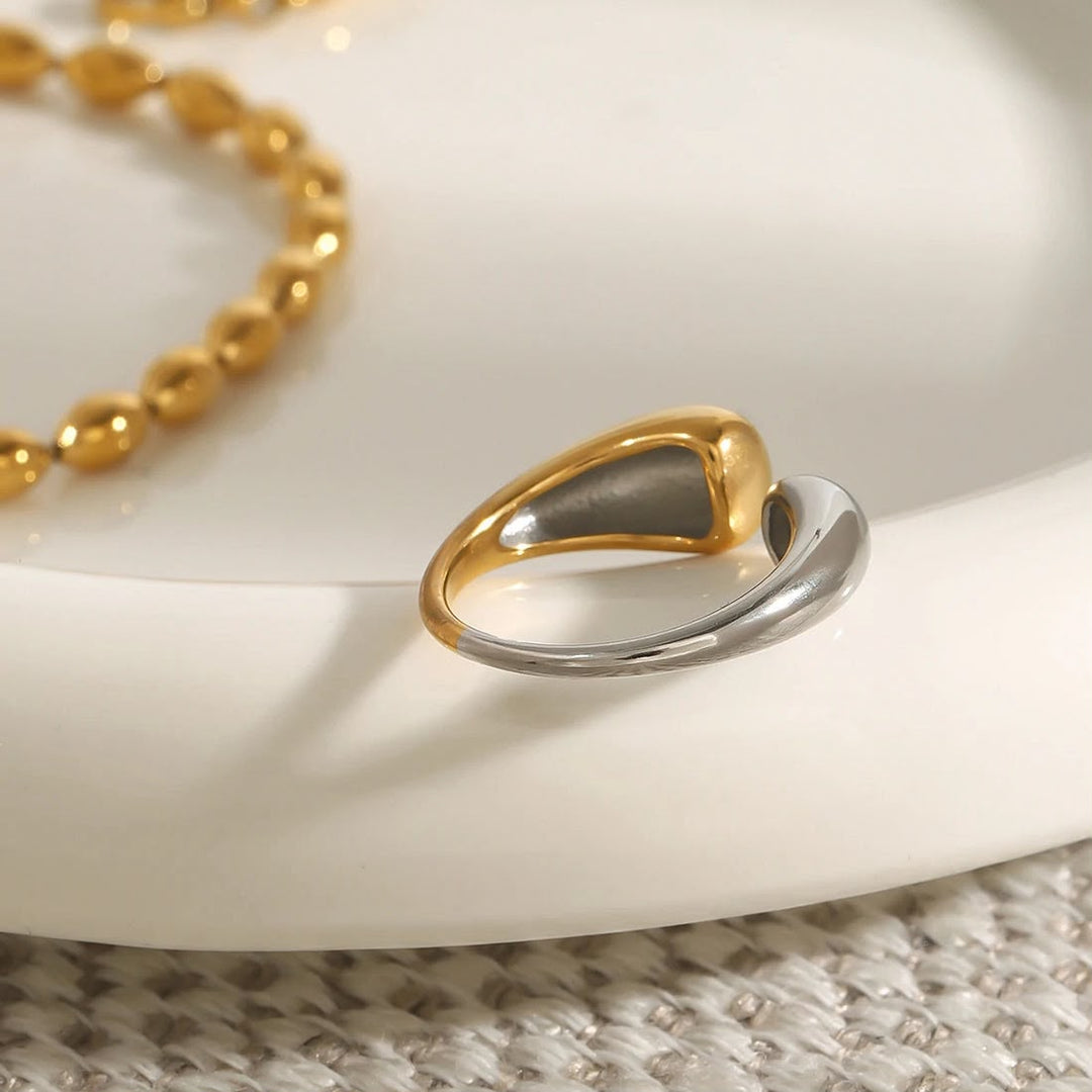 Two-Tone Wave Ring | Gold &amp; Silver Open Cuff
