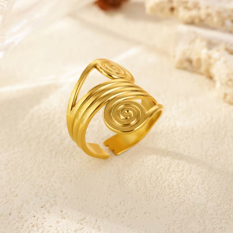 The Oracle Ring – Double Spiral Gold Wrap Ring