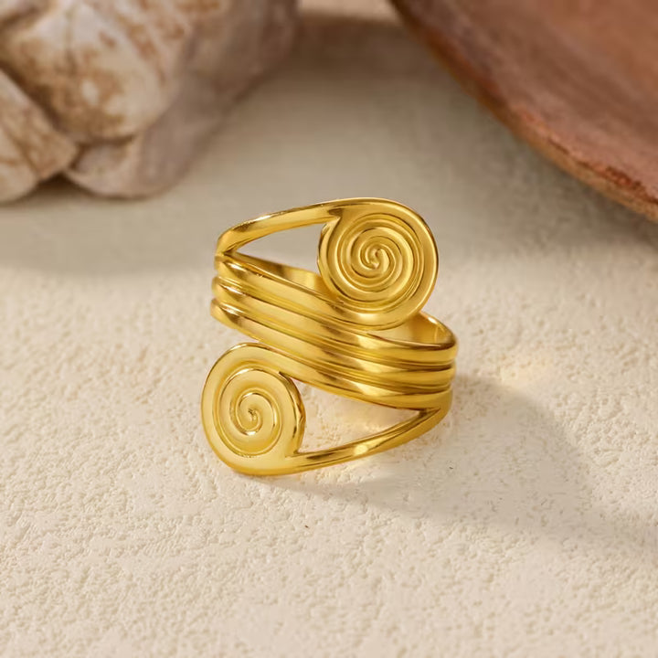 The Oracle Ring – Double Spiral Gold Wrap Ring