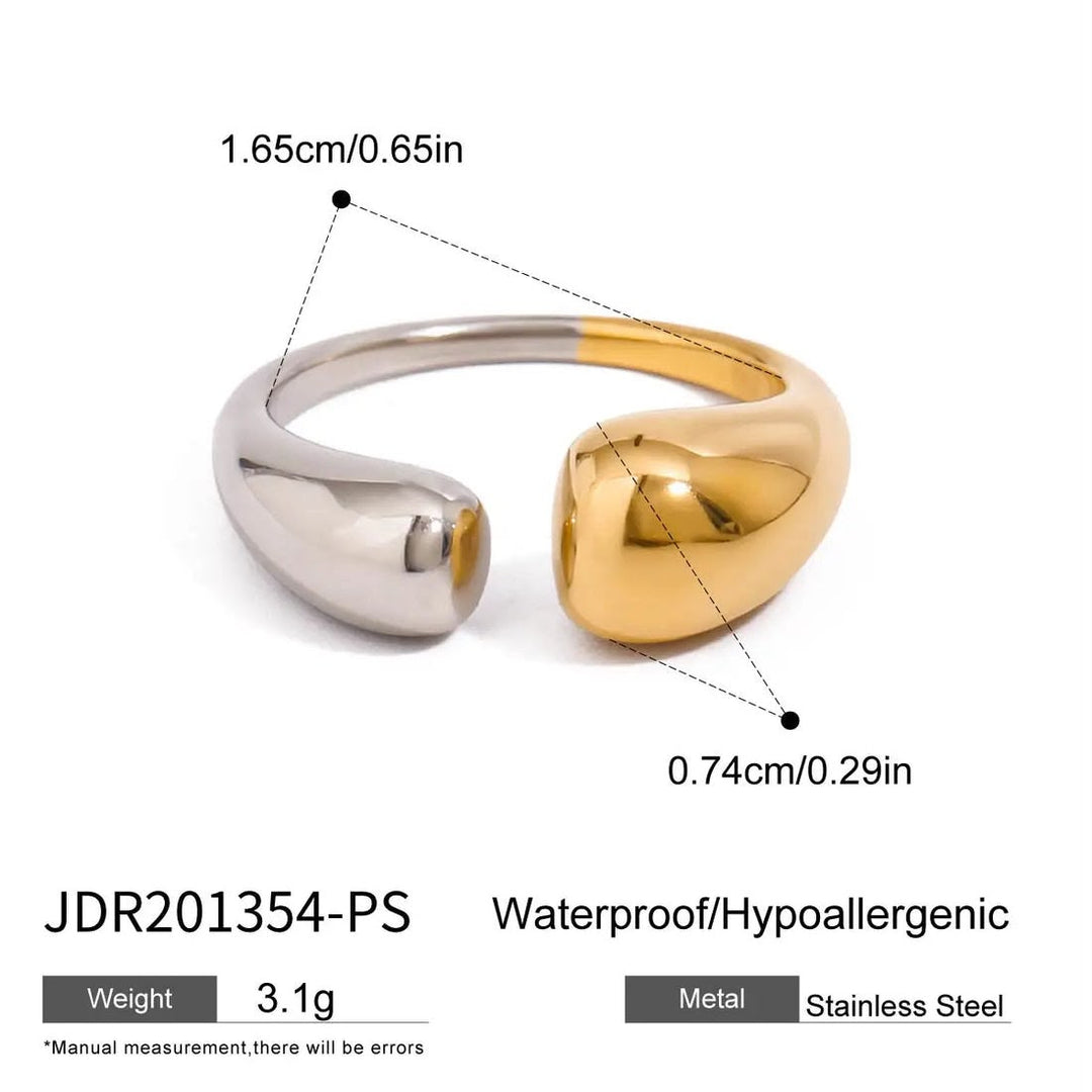 Two-Tone Wave Ring | Gold &amp; Silver Open Cuff