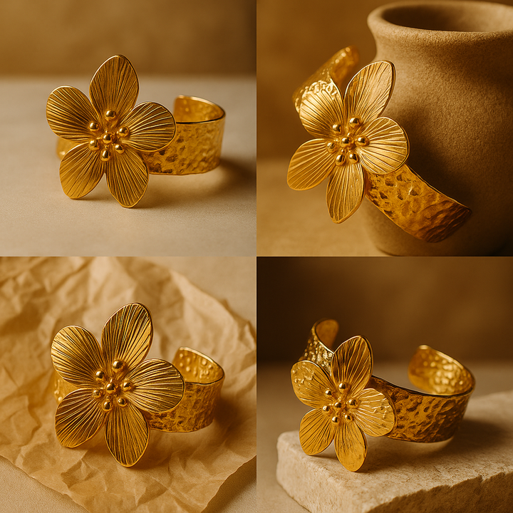 Majestic Floral Open Cuff Bracelet