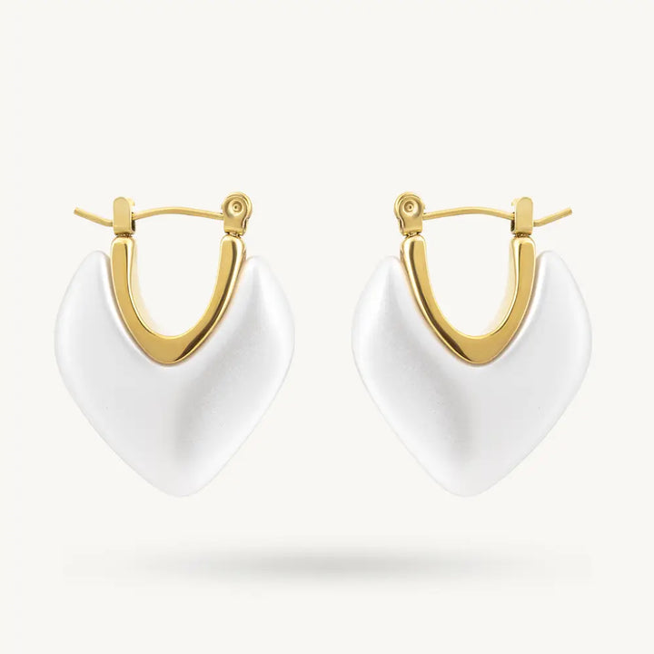 Ivory Petal Heart Hoop Earrings