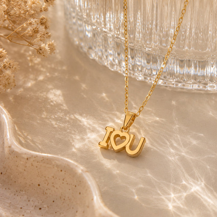 Gold necklace with &