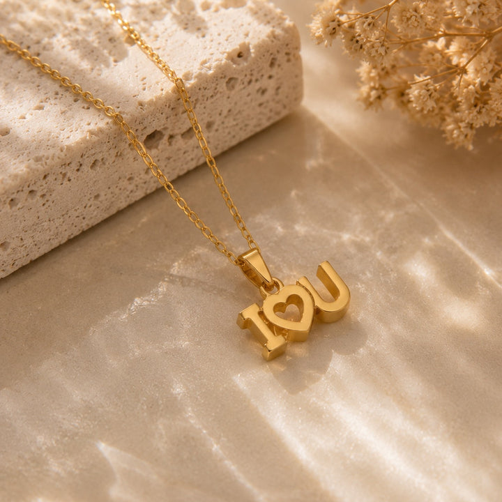 Gold necklace with &