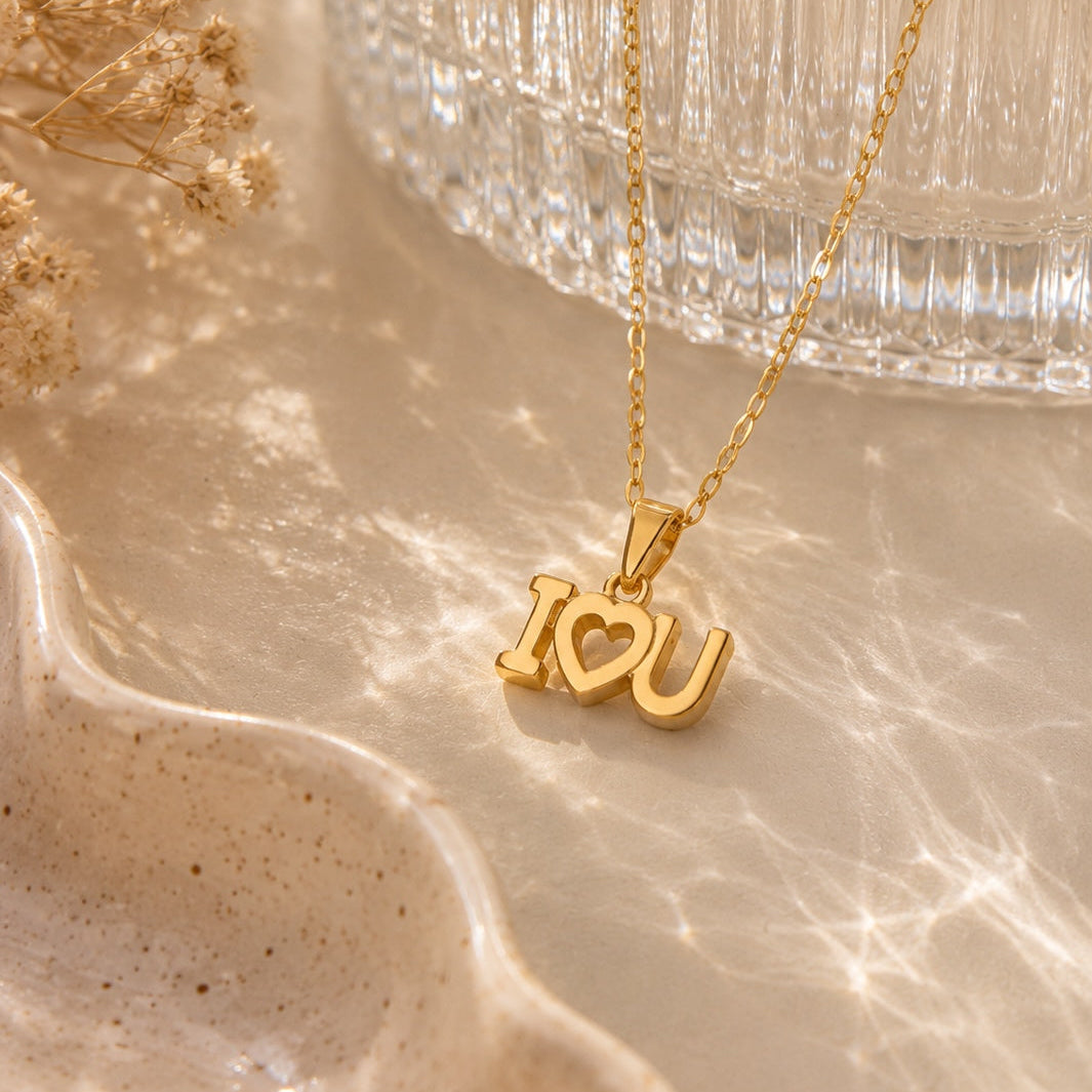 Gold necklace with &