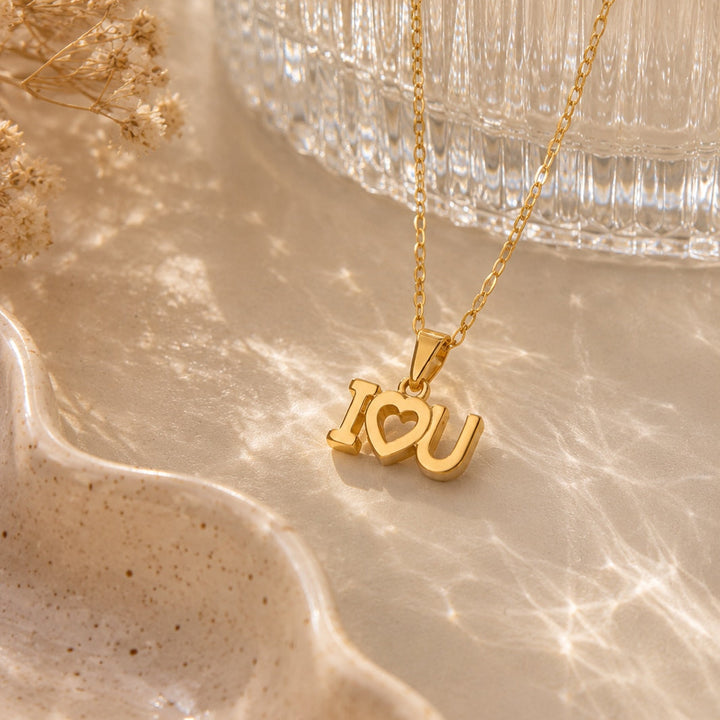 Gold necklace with &
