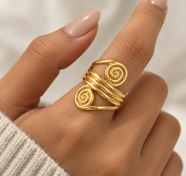 The Oracle Ring – Double Spiral Gold Wrap Ring