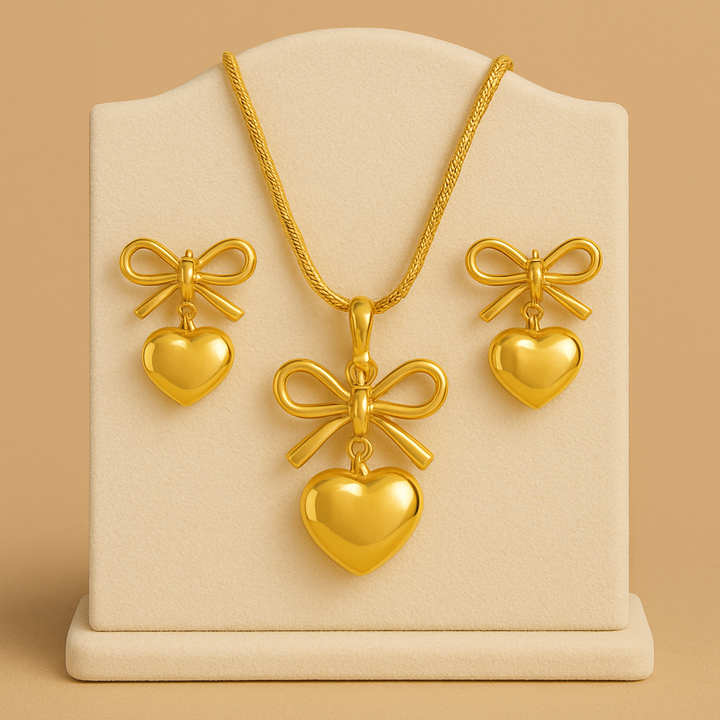 Grazia Heart & Bow Pendant Set