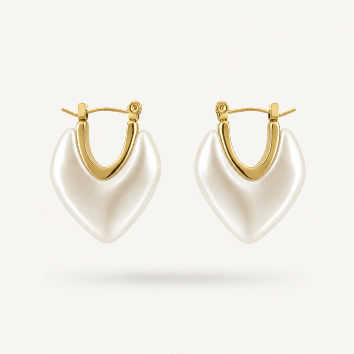 Ivory Petal Heart Hoop Earrings