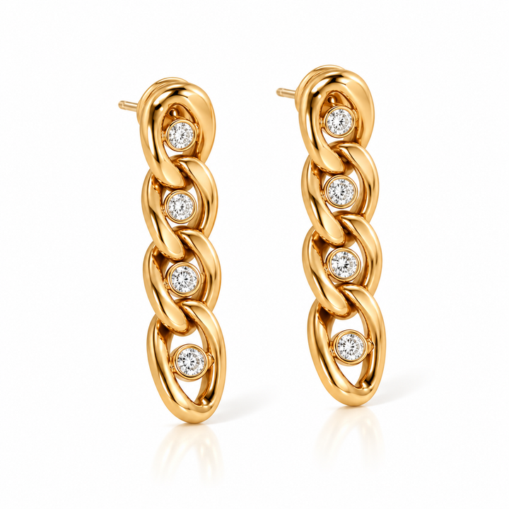Curb Link Crystal Drop Earrings