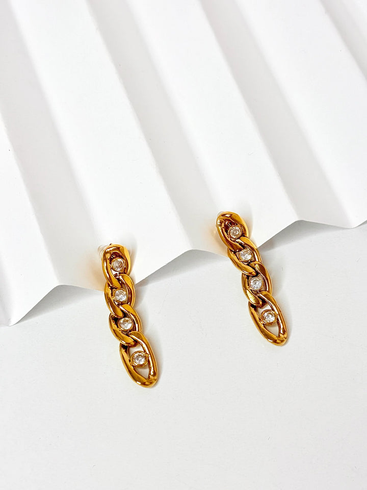 Curb Link Crystal Drop Earrings