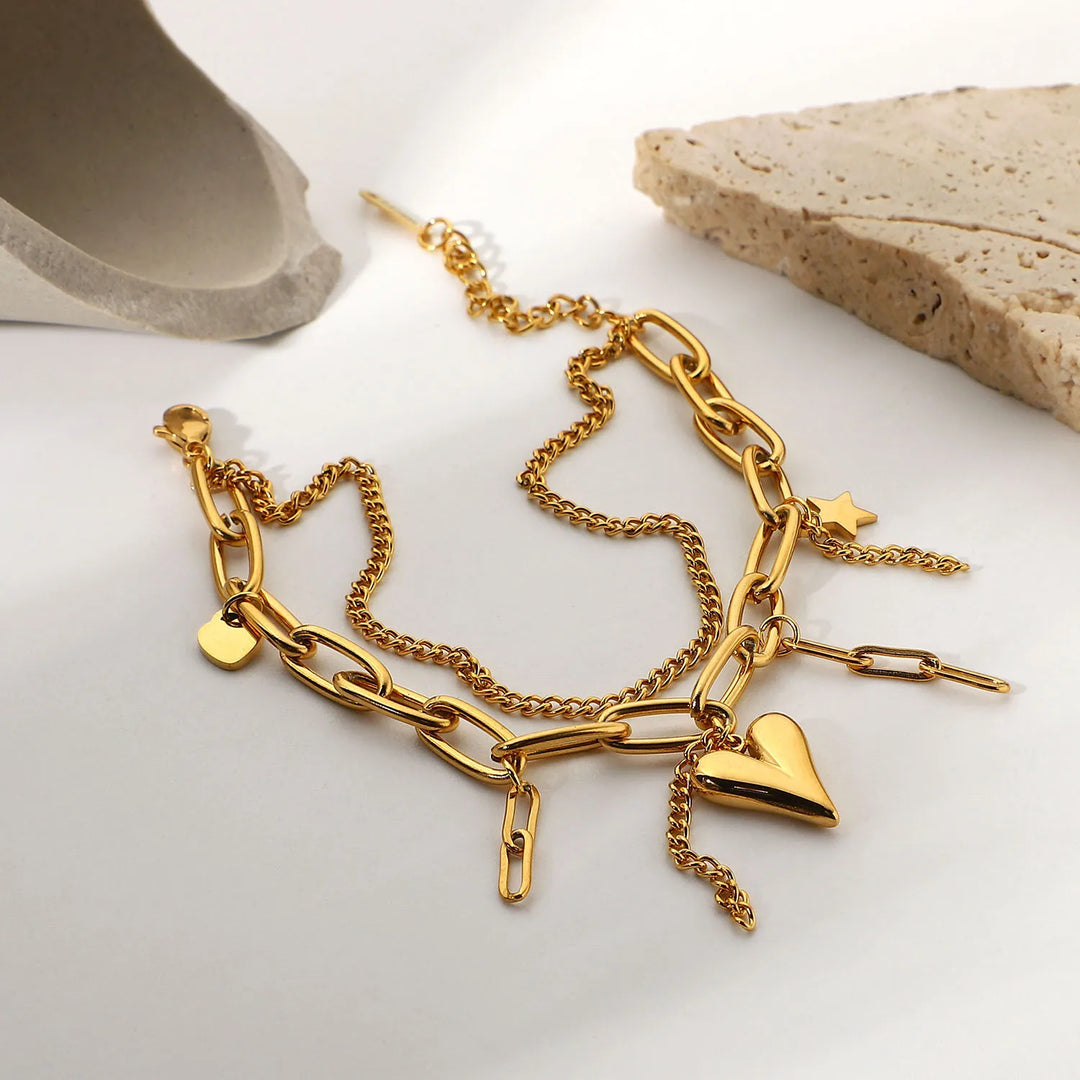 Sweetheart Layered Charm Bracelet