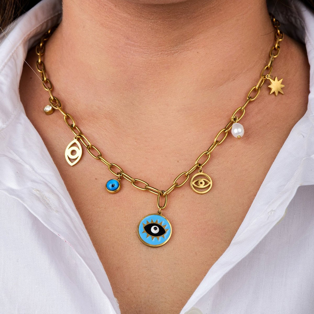 Enamel Evil Eye Necklace