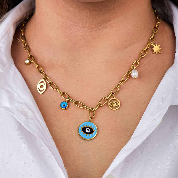 Enamel Evil Eye Necklace