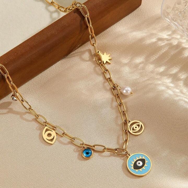 Enamel Evil Eye Necklace