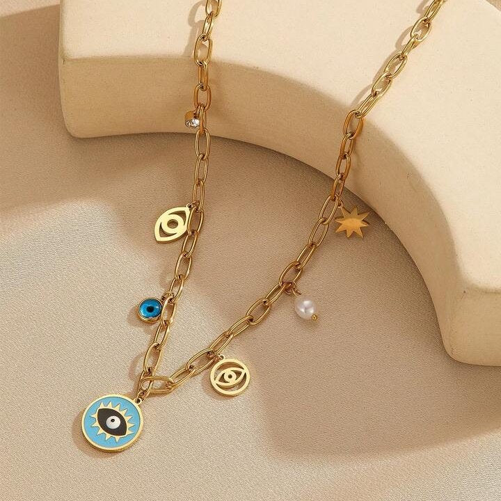 Enamel Evil Eye Necklace