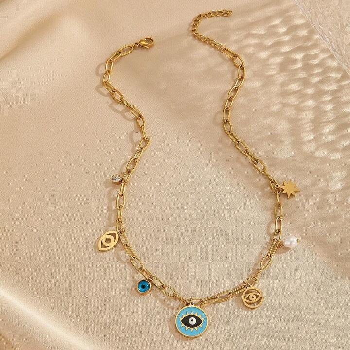 Enamel Evil Eye Necklace