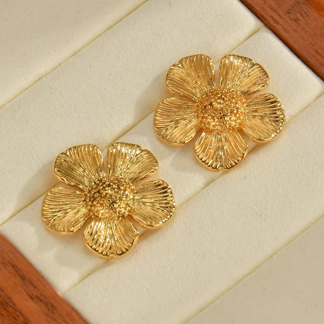 Classic Sunflower Stud Earrings