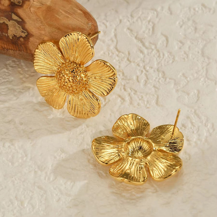 Classic Sunflower Stud Earrings