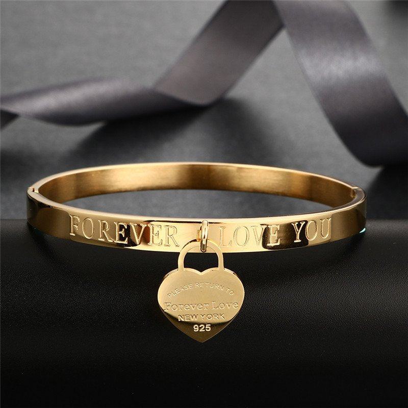 Forever Love Engraved Heart Bracelet