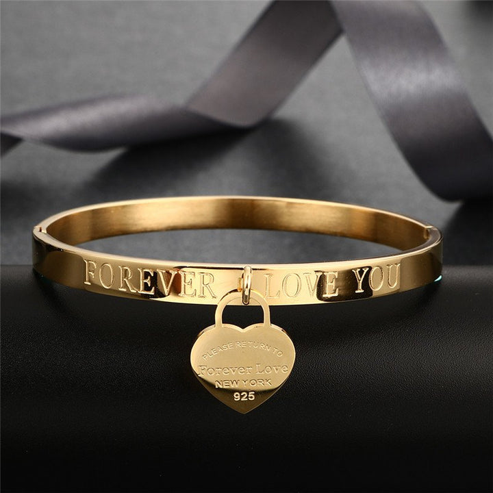 Forever Love Engraved Heart Bracelet