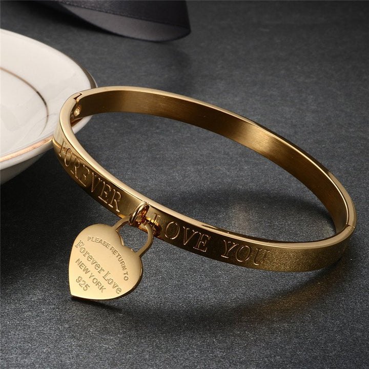 Forever Love Engraved Heart Bracelet
