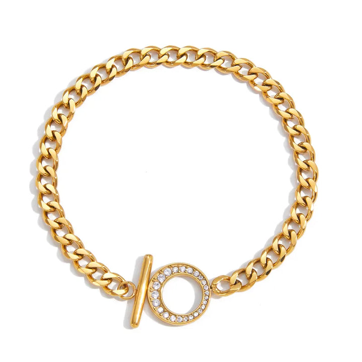 Pavé Toggle Curb Chain Bracelet | Gold Chunky Bracelet
