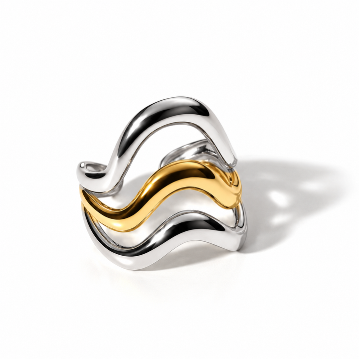 Trio Wave Two-Tone Ring