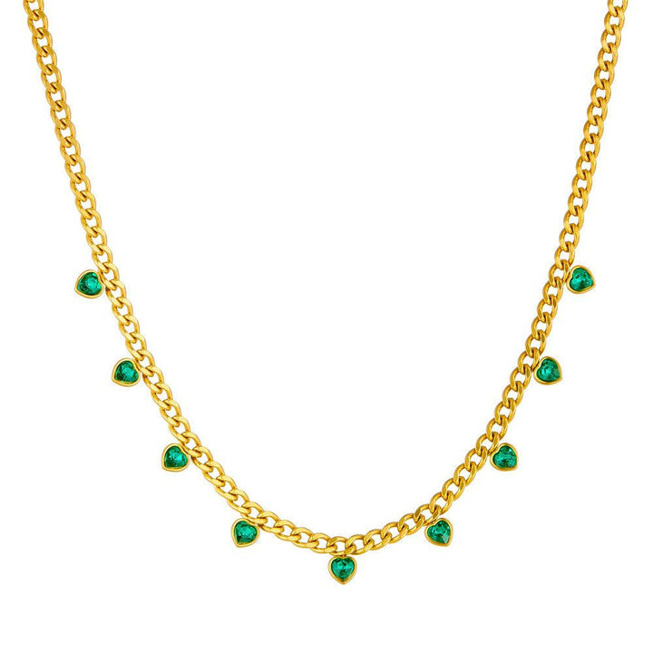 Chic Emerald Hearts Necklace
