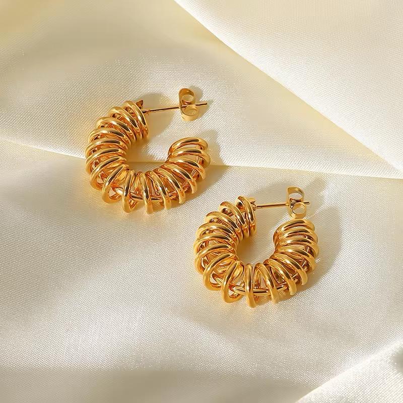 Golden Twirl Hoop Earrings