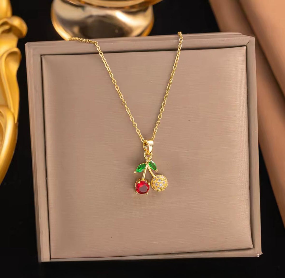 Bling Cherry Love Pendent with Chain