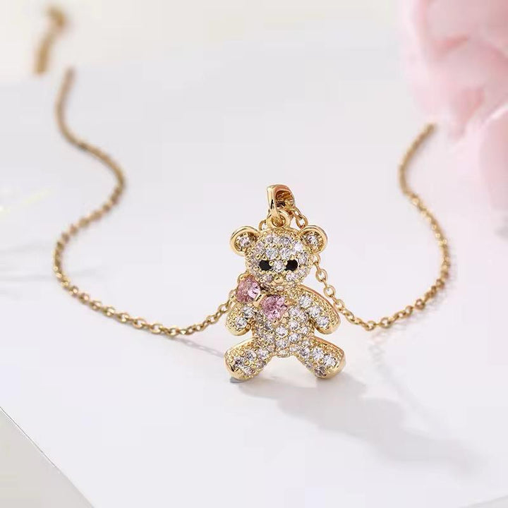 Dainty Blush Teddy Pendant Set