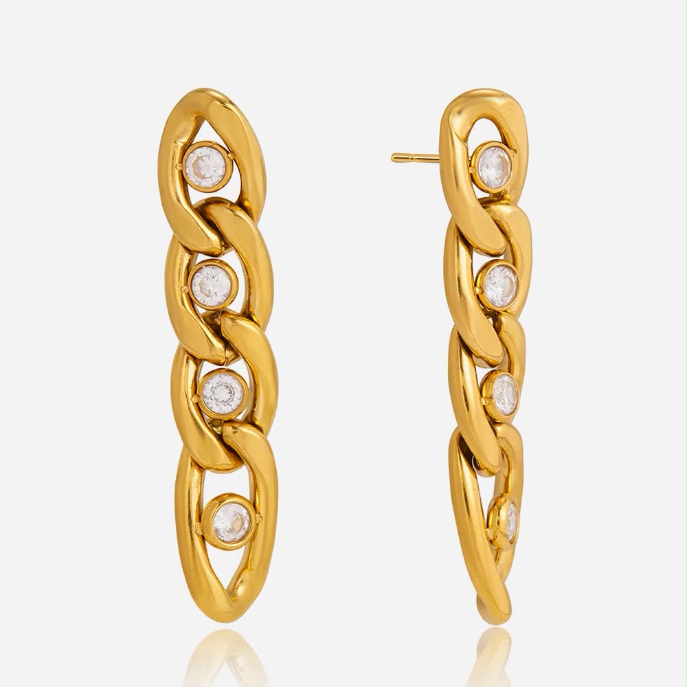 Curb Link Crystal Drop Earrings