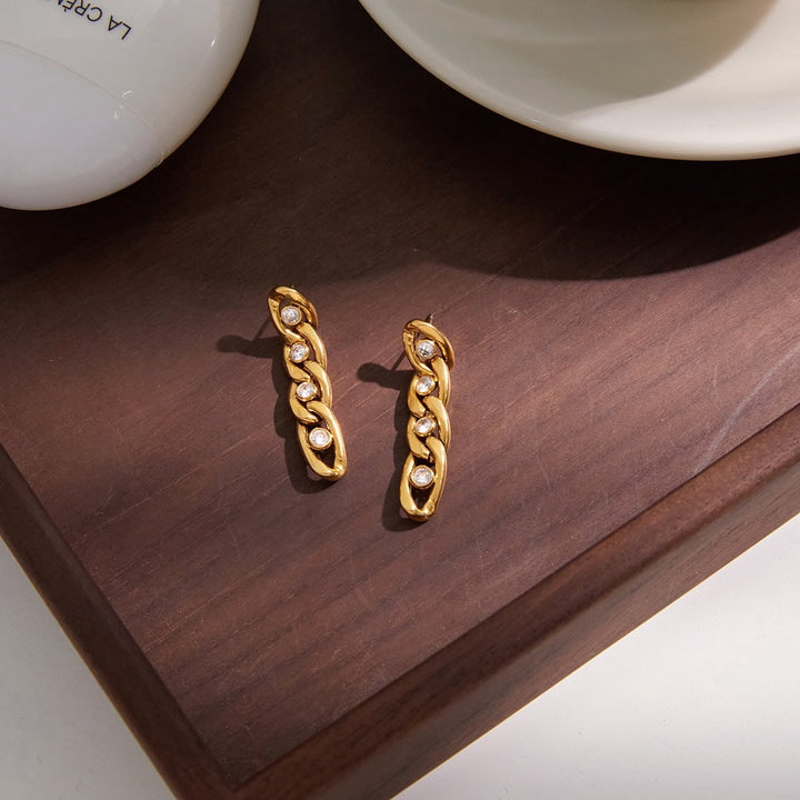 Curb Link Crystal Drop Earrings