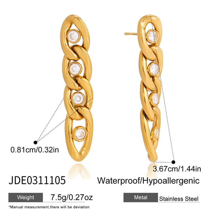 Curb Link Crystal Drop Earrings