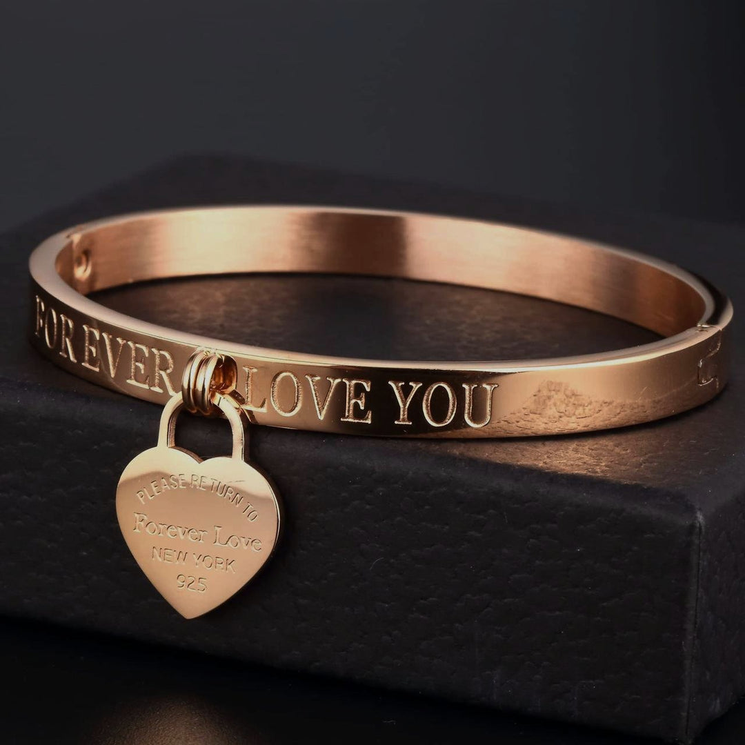 Forever Love Engraved Heart Bracelet
