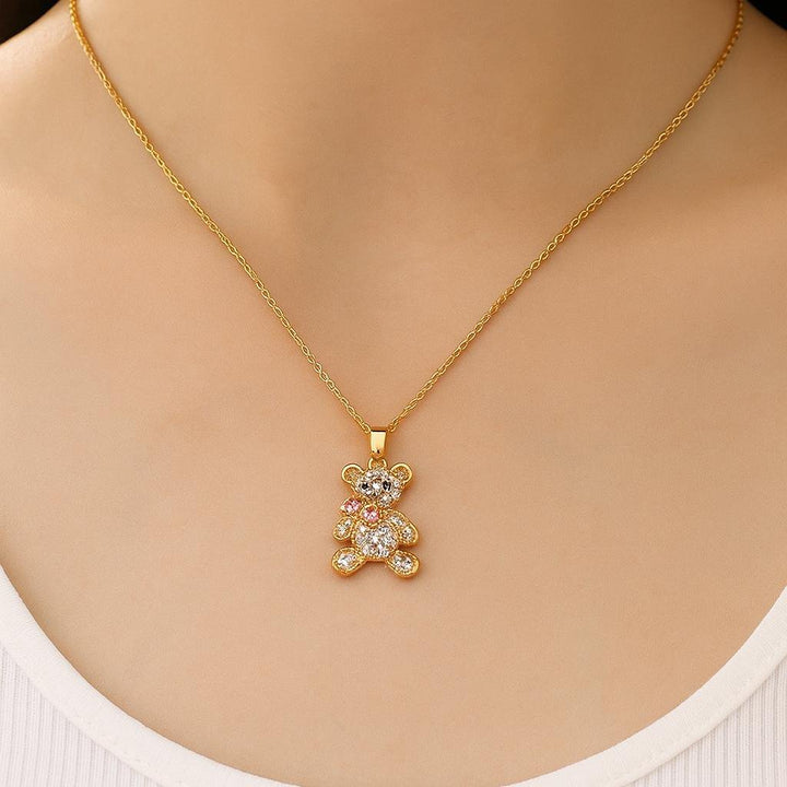 Dainty Blush Teddy Pendant Set