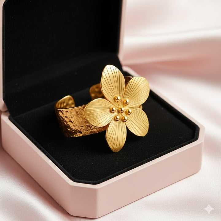Majestic Floral Open Cuff Bracelet