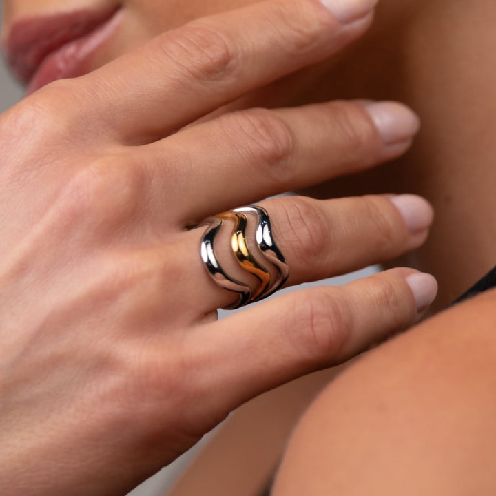 Trio Wave Two-Tone Ring