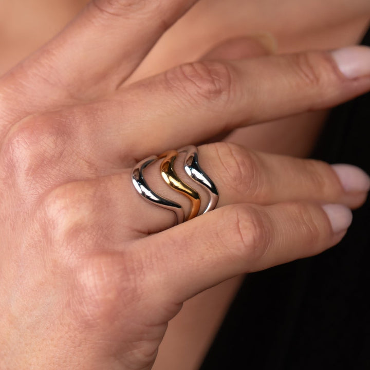 Trio Wave Two-Tone Ring