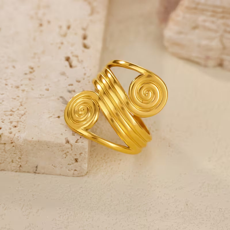 The Oracle Ring – Double Spiral Gold Wrap Ring
