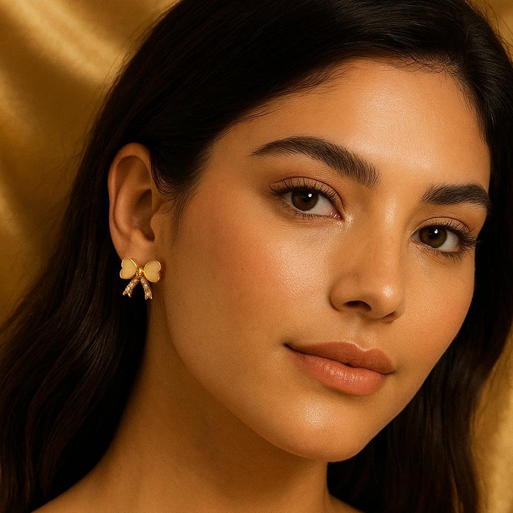 Glam Heart Bow Earrings for Women - Élan D&