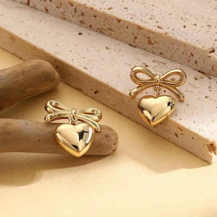 Grazia Heart &amp; Bow Pendant Set - Élan D&